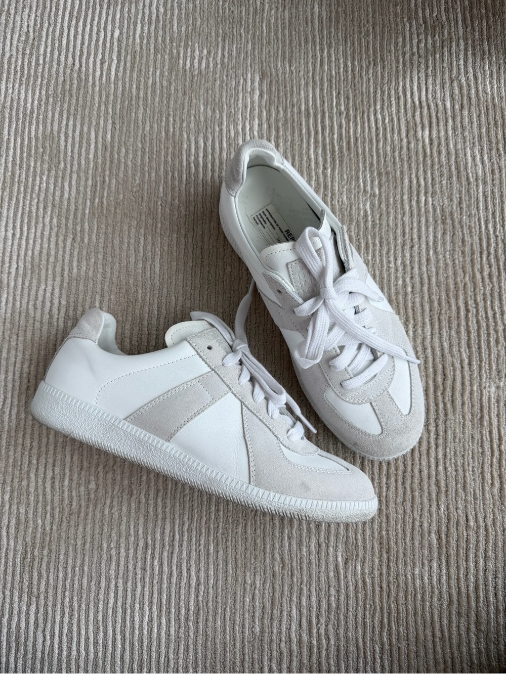 Maison Margiela White and Light Gray Low-Top Sneakers
